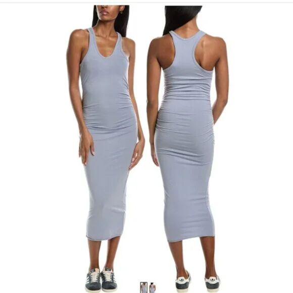 💙 James Perse Racerback Ruched Midi Dress – Size 2 (US 4-6) - Picture 1 of 10